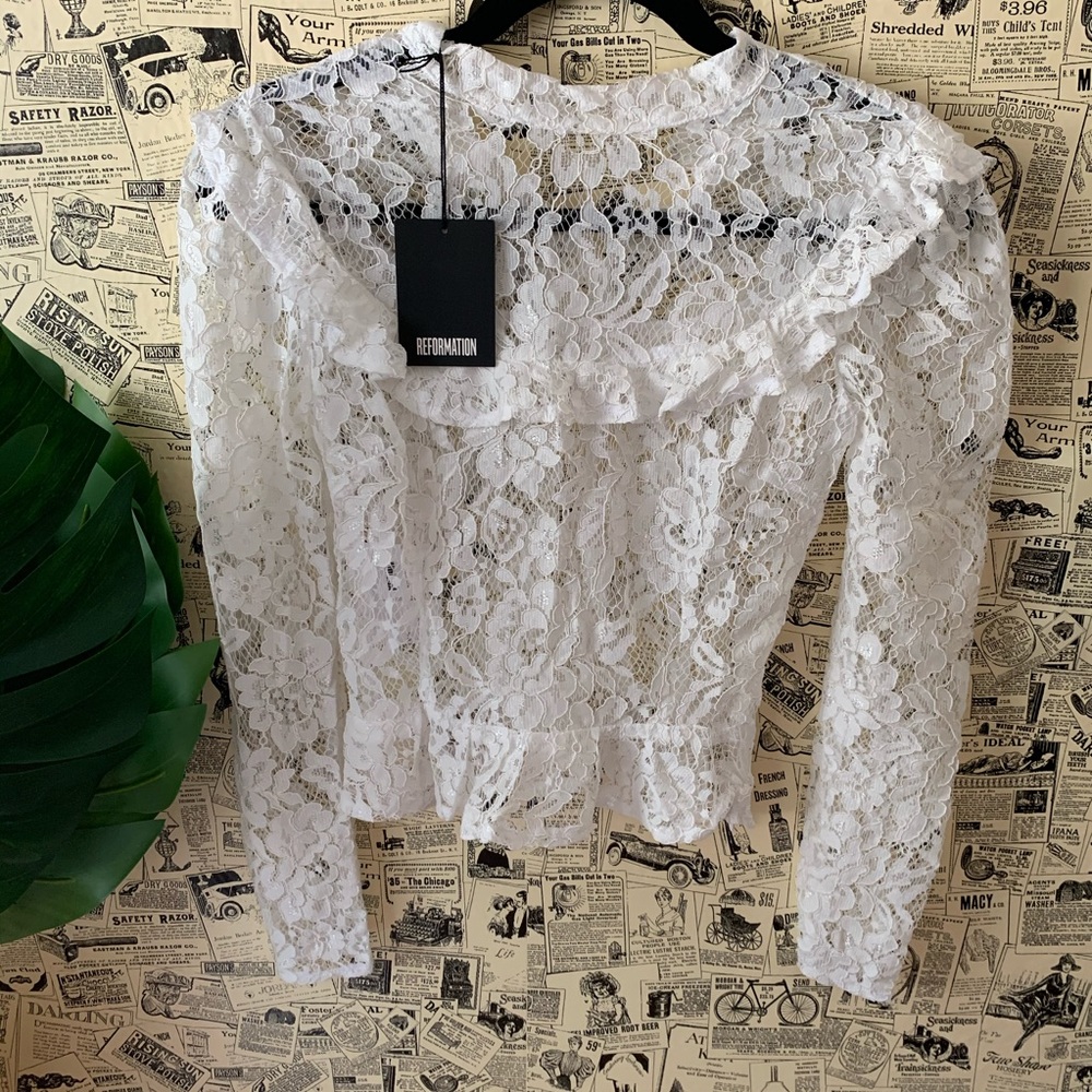 Reformation Tristan top white lace NWT size 2 XS - Picture 2 of 12
